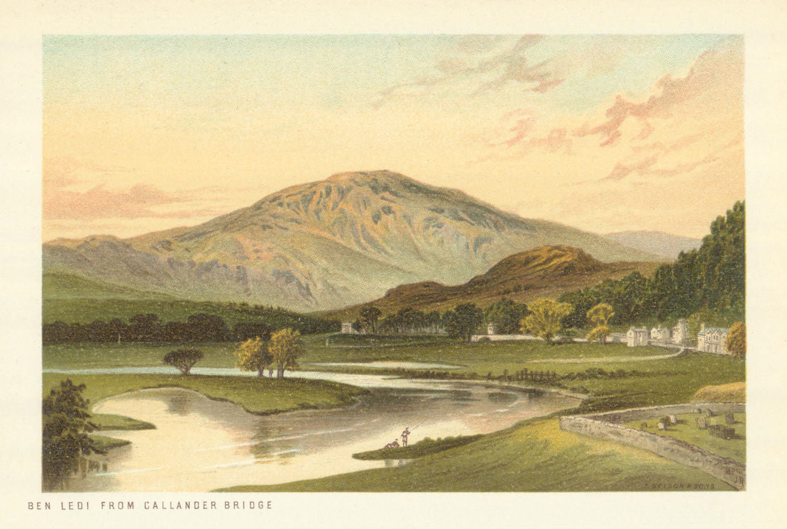 Ben Ledi from Callander Bridge. Scotland antique chromolithograph 1891 print